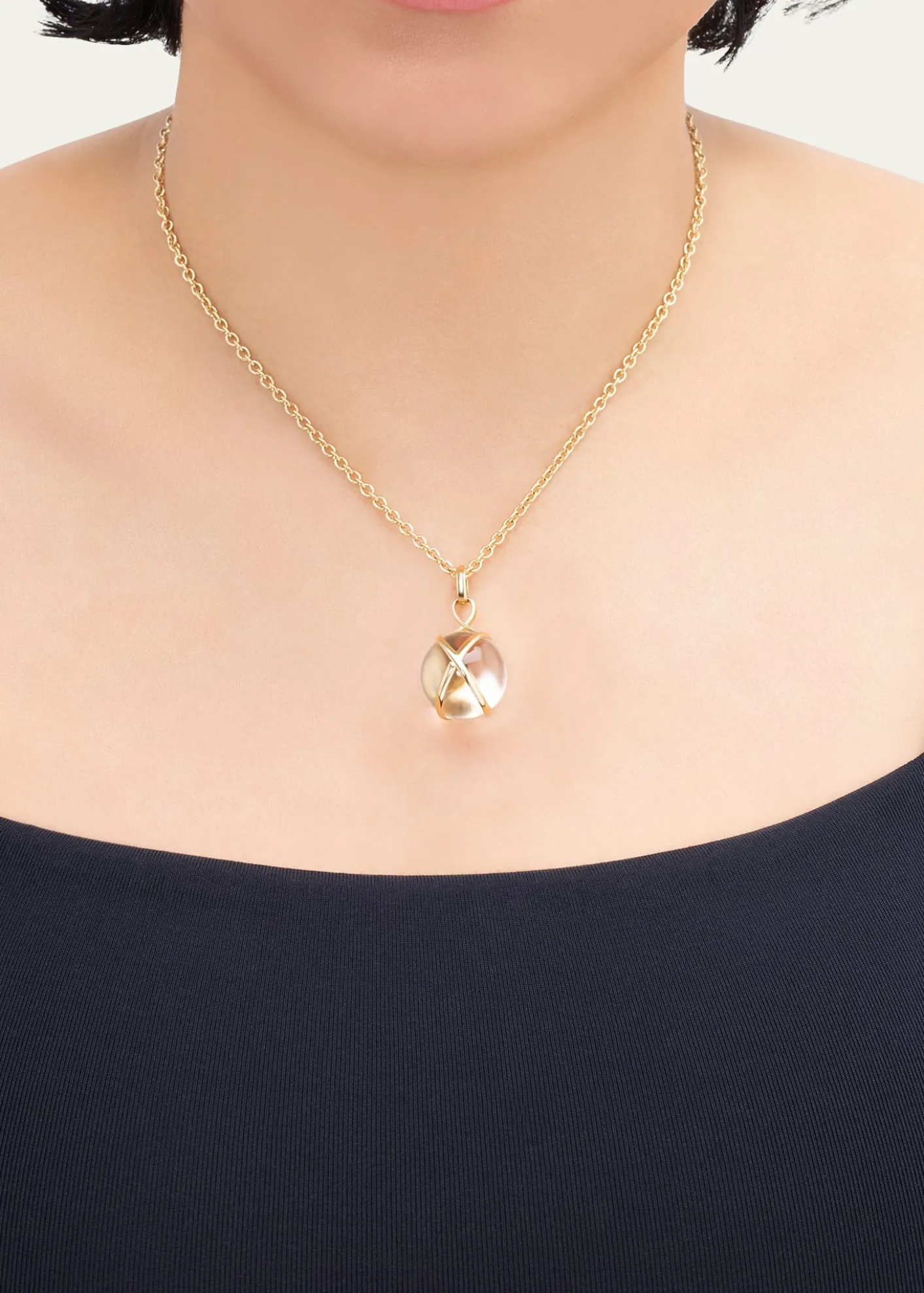 L. KleinPrisma 18k Gold & Crystal Quartz Large Pendant Luxe Chain Necklace
