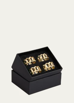 L'ObjetCuban Link 24K Gold Napkin Rings Jewels, Set of 4
