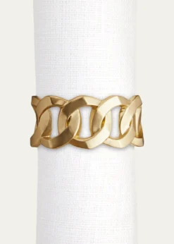 L'ObjetCuban Link 24K Gold Napkin Rings Jewels, Set of 4