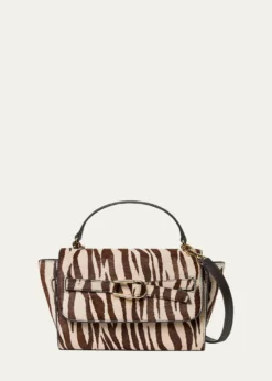 Loeffler RandallAlexi Zebra-Print Calfhair & Leather Top-Handle Bag
