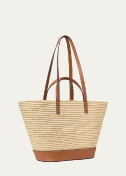 Loeffler RandallGranger Leather-Trim Raffia Tote Bag