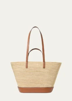 Loeffler RandallGranger Leather-Trim Raffia Tote Bag