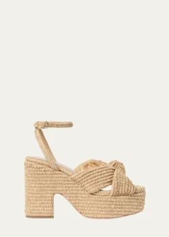 Loeffler RandallRaffia Knotted Chunky Platform Sandals