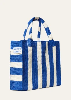 Loeffler RandallSol Striped Crochet Raffia Tote Bag