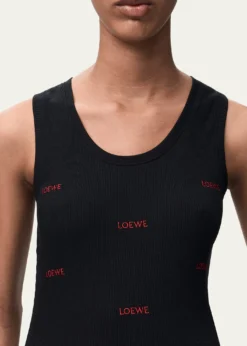 LoeweAll-Over Logo Embroidered Rib Tank Top
