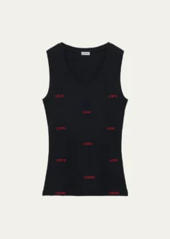 LoeweAll-Over Logo Embroidered Rib Tank Top