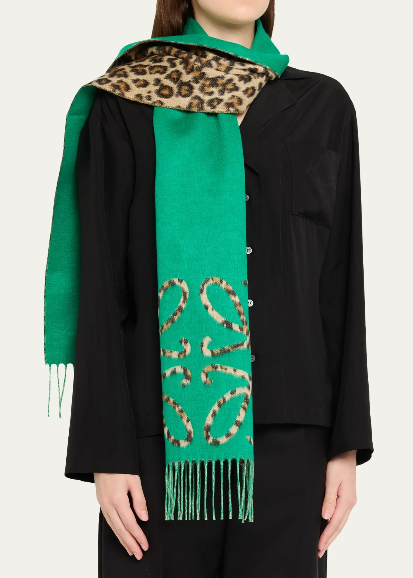 LoeweAnagram Leopard-Print Cashmere Scarf