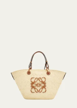 LoeweAnagram Woven Palm Leaf Basket Tote Bag