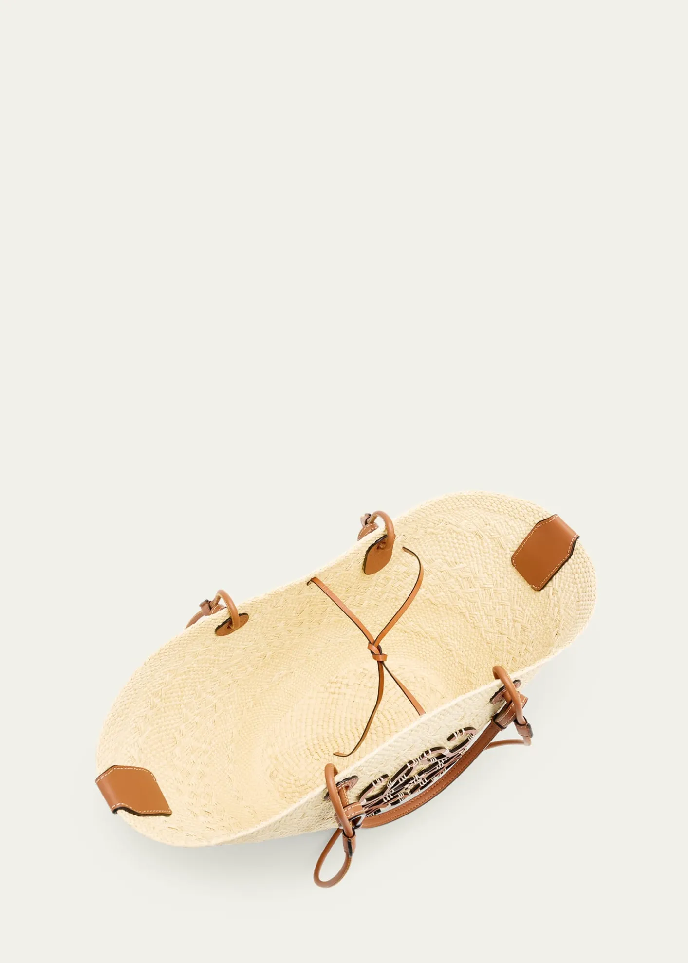 LoeweAnagram Woven Palm Leaf Basket Tote Bag
