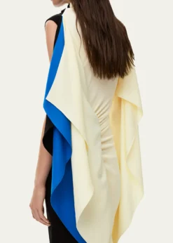 LoeweAsymmetric Colorblock Draped High-Low Dress