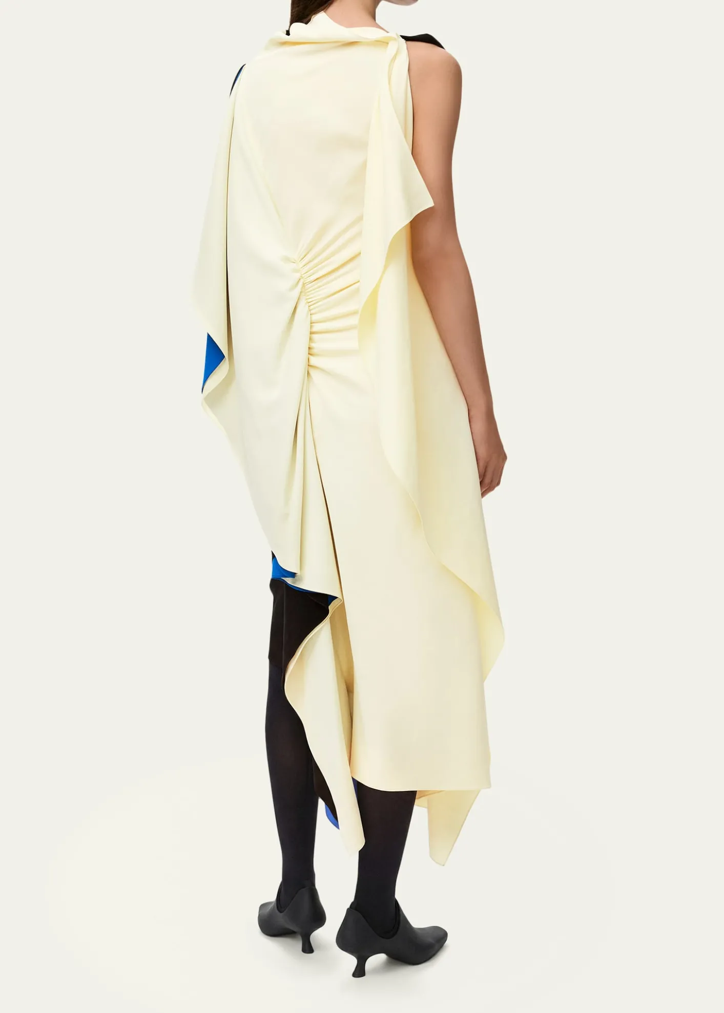 LoeweAsymmetric Colorblock Draped High-Low Dress