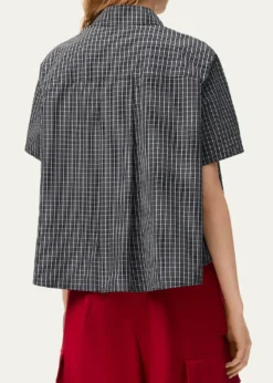 LoeweCheck Cotton Short-Sleeve Trapeze Shirt