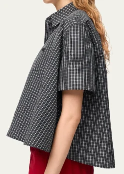 LoeweCheck Cotton Short-Sleeve Trapeze Shirt