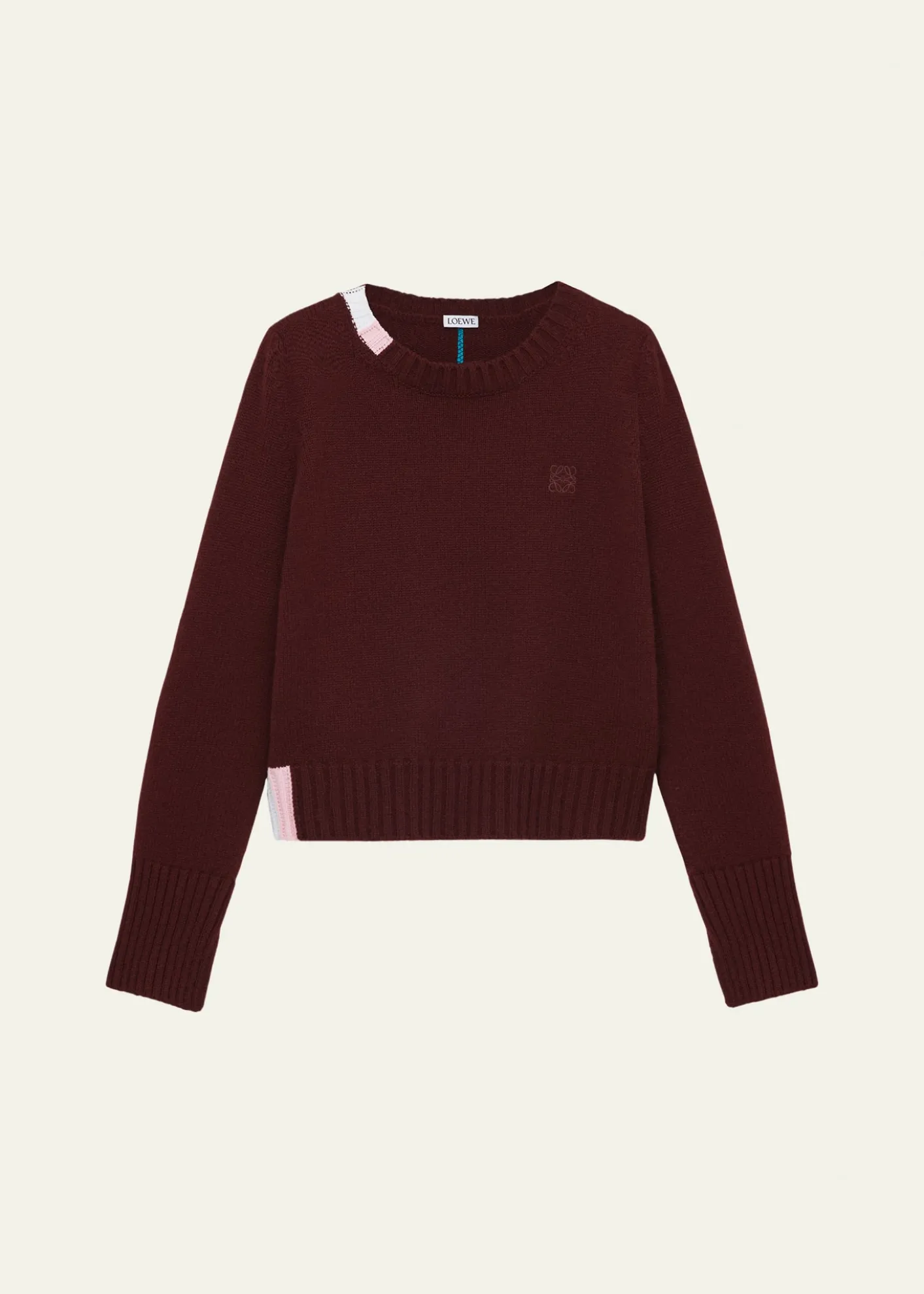 LoeweContrast Intarsia Cashmere-Blend Sweater