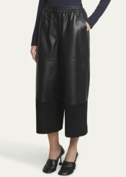 LoeweCropped Leather and Suede Trousers