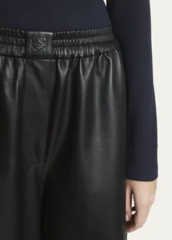 LoeweCropped Leather and Suede Trousers