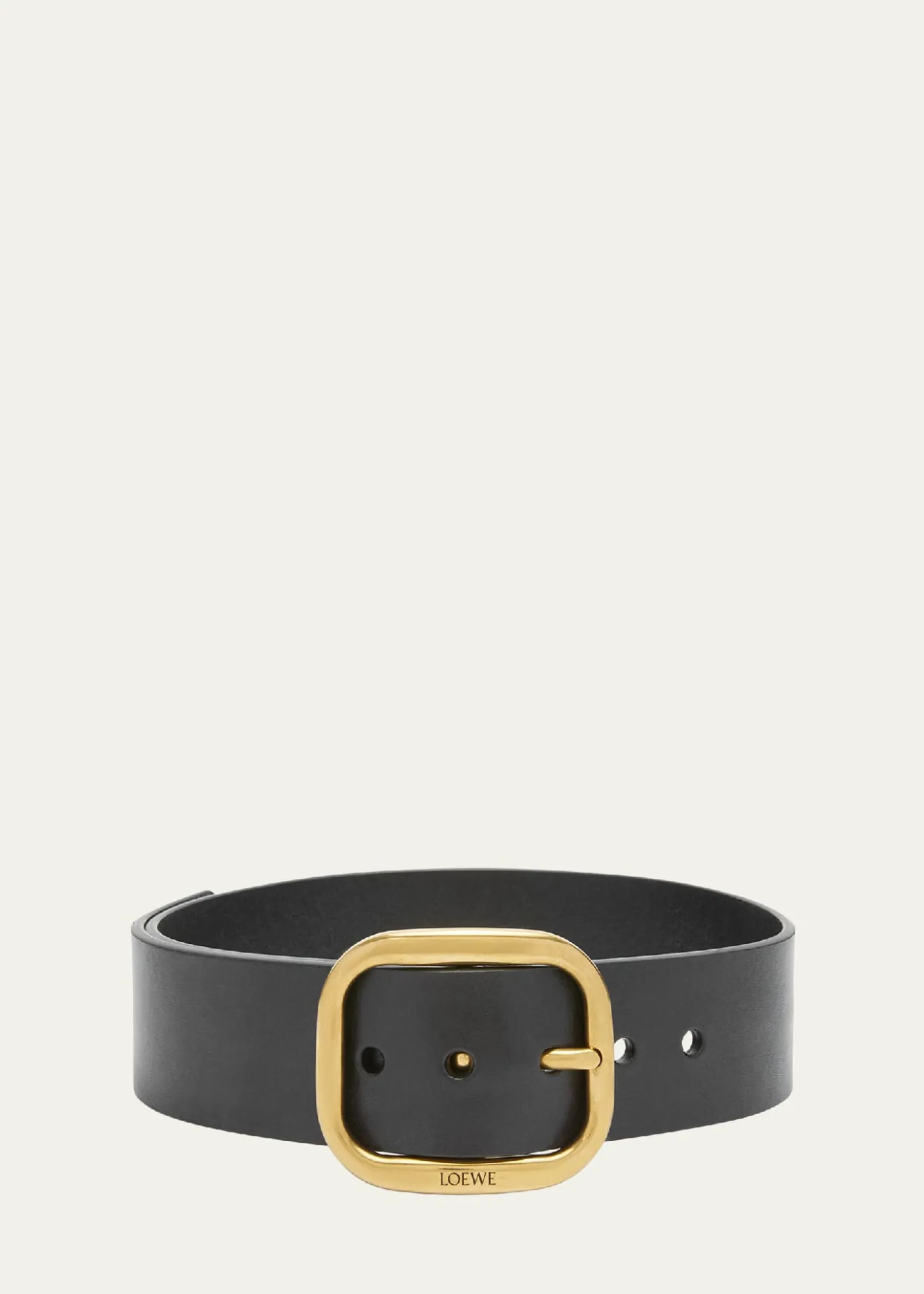 LoeweCurved Buckle Leather Belt