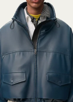 LoeweDouble Layered Leather Zip Jacket