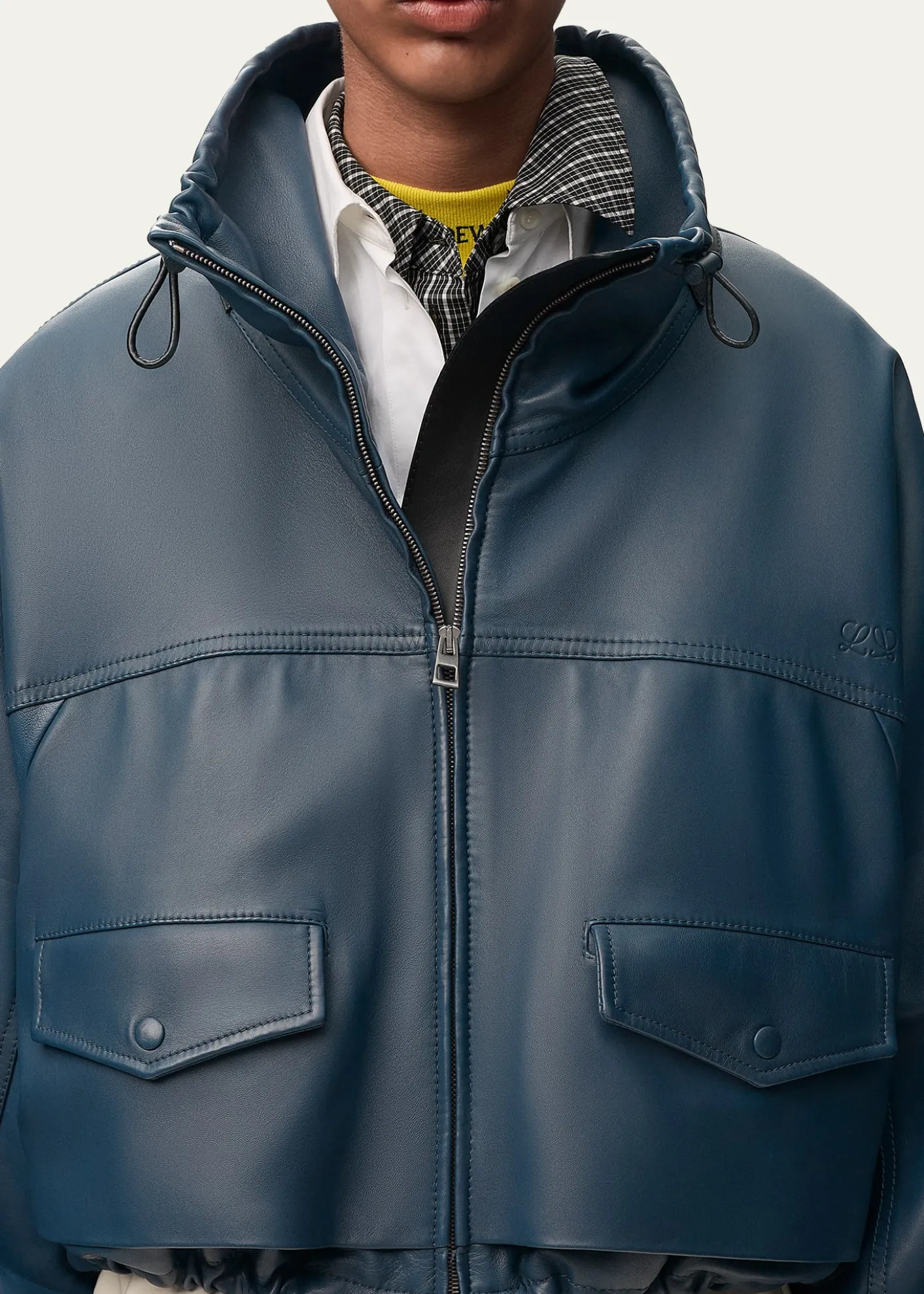 LoeweDouble Layered Leather Zip Jacket