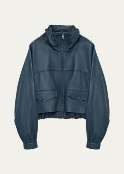 LoeweDouble Layered Leather Zip Jacket