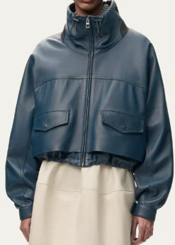 LoeweDouble Layered Leather Zip Jacket