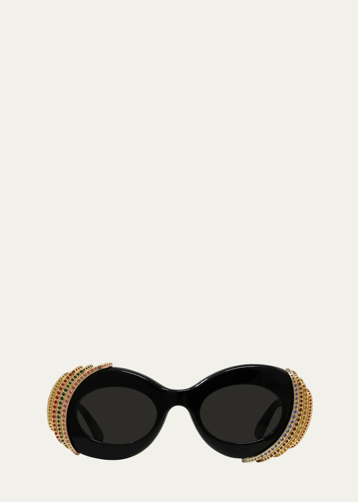 LoeweEmbellished Acetate & Metal Oval Sunglasses