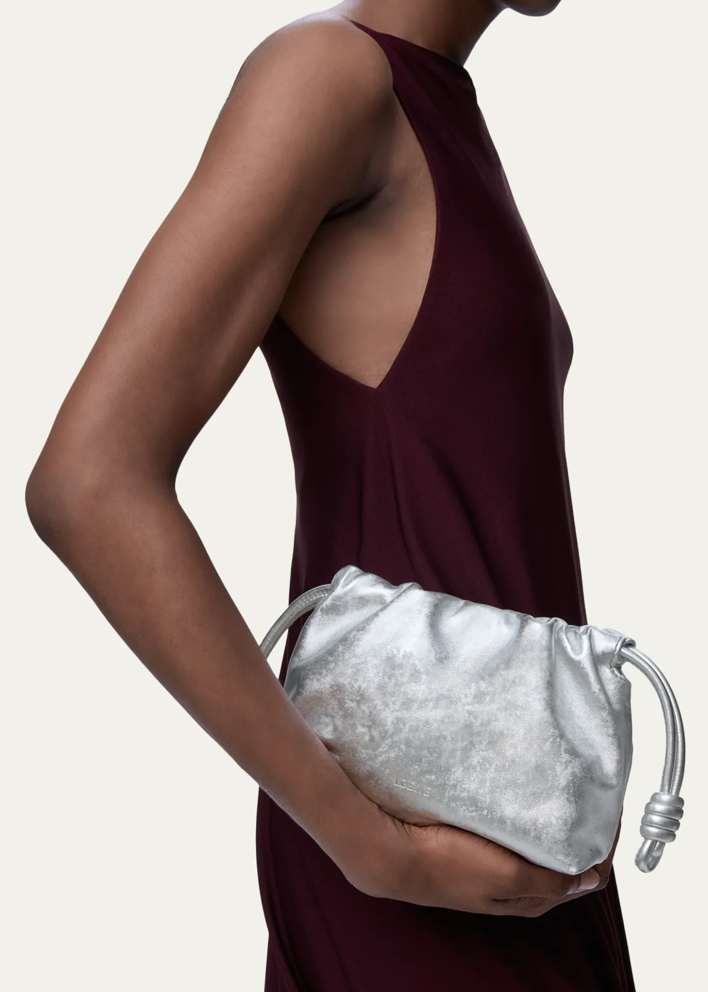 LoeweFlamenco Clutch Bag in Moire-Print Leather
