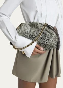 LoeweFlamenco Medium Shoulder Bag in Feathered Leather