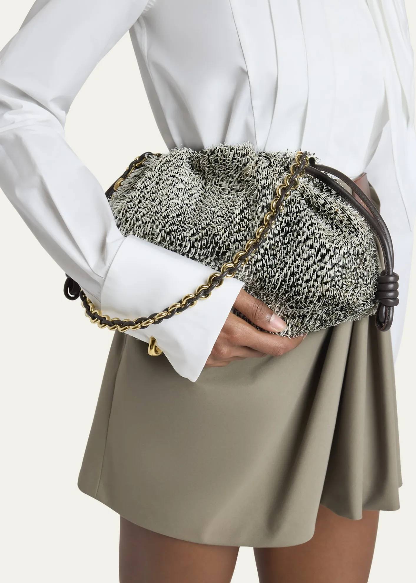 LoeweFlamenco Medium Shoulder Bag in Feathered Leather