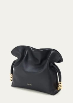 LoeweFlamenco Ruched Clutch Bag in Leather