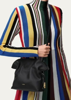 LoeweFlamenco Ruched Clutch Bag in Leather