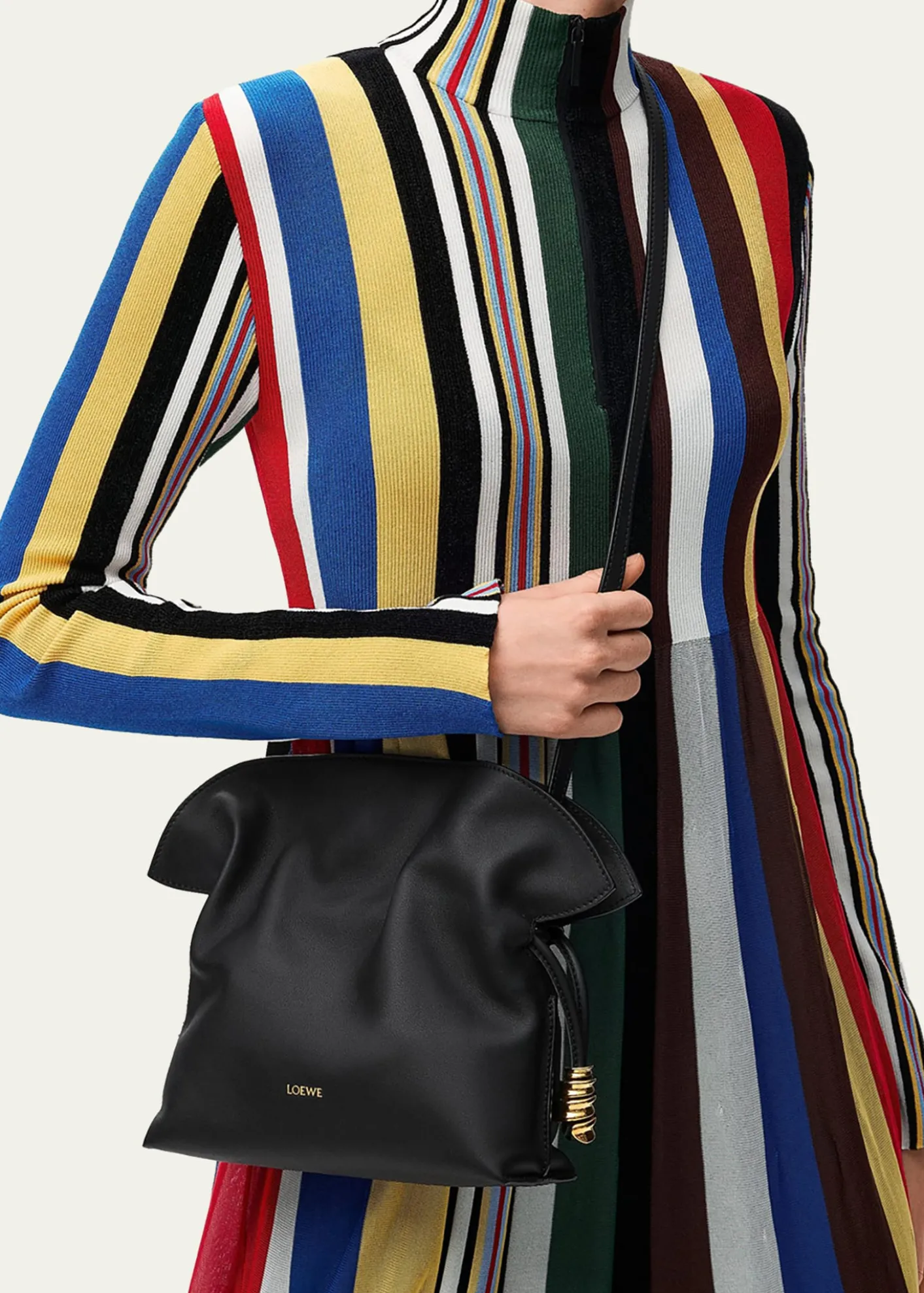 LoeweFlamenco Ruched Clutch Bag in Leather