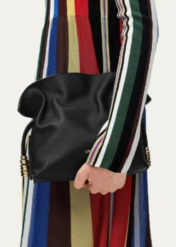 LoeweFlamenco Ruched Clutch Bag in Leather