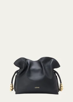 LoeweFlamenco Ruched Clutch Bag in Leather