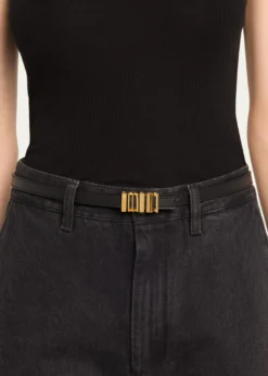 LoeweGraphic Buckle Leather Skinny Belt
