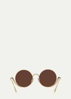 LoeweIsland 50mm Metal Rimless Round Sunglasses