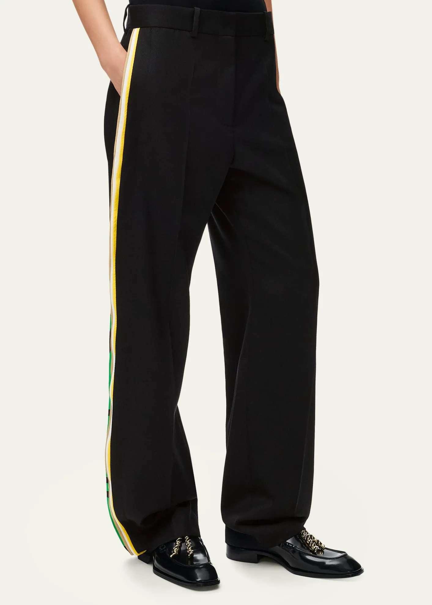 LoeweLayered Side-Stripe Straight-Leg Trousers