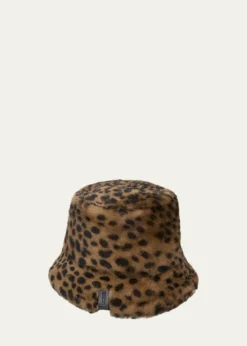 LoeweLeopard-Print Shearling Bucket Hat