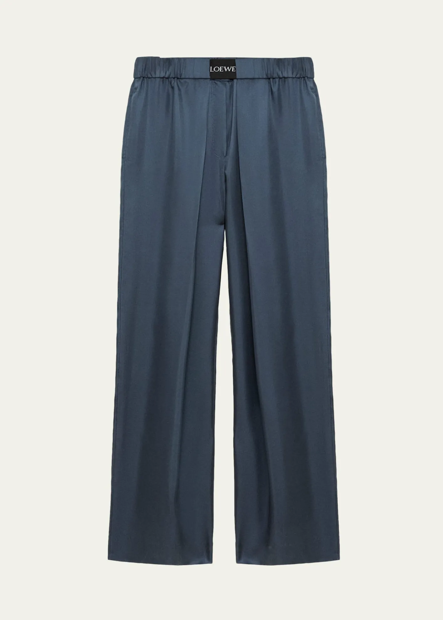 LoeweLogo-Band Satin Wide-Leg Pull-On Pants