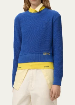LoeweLogo Embroidered Wool Crewneck Sweater