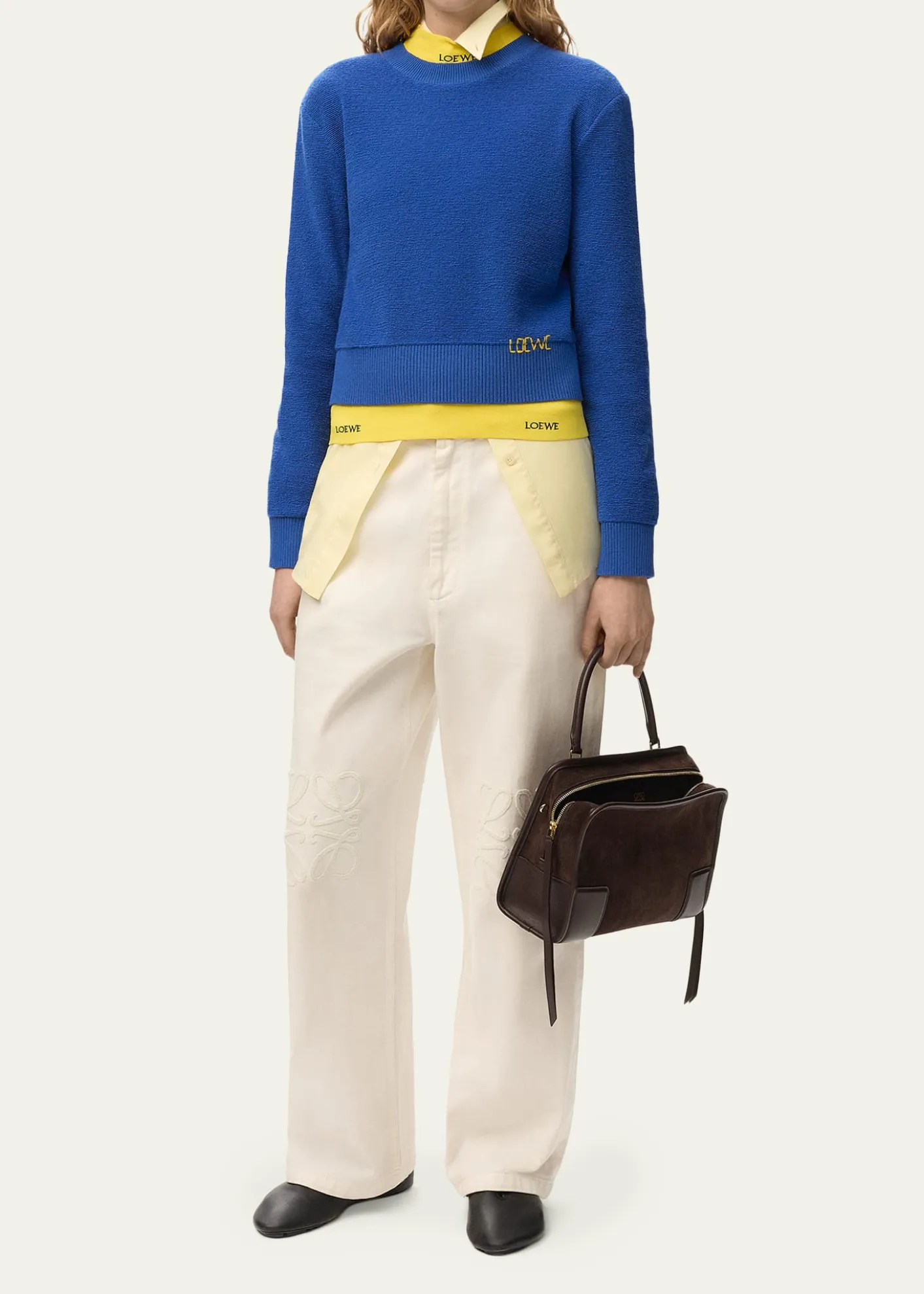 LoeweLogo Embroidered Wool Crewneck Sweater