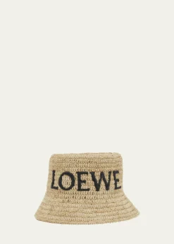 LoeweLogo Woven Raffia Bucket Hat