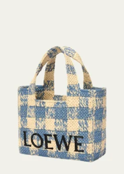 LoeweMedium Logo Tote Bag in Gingham Raffia