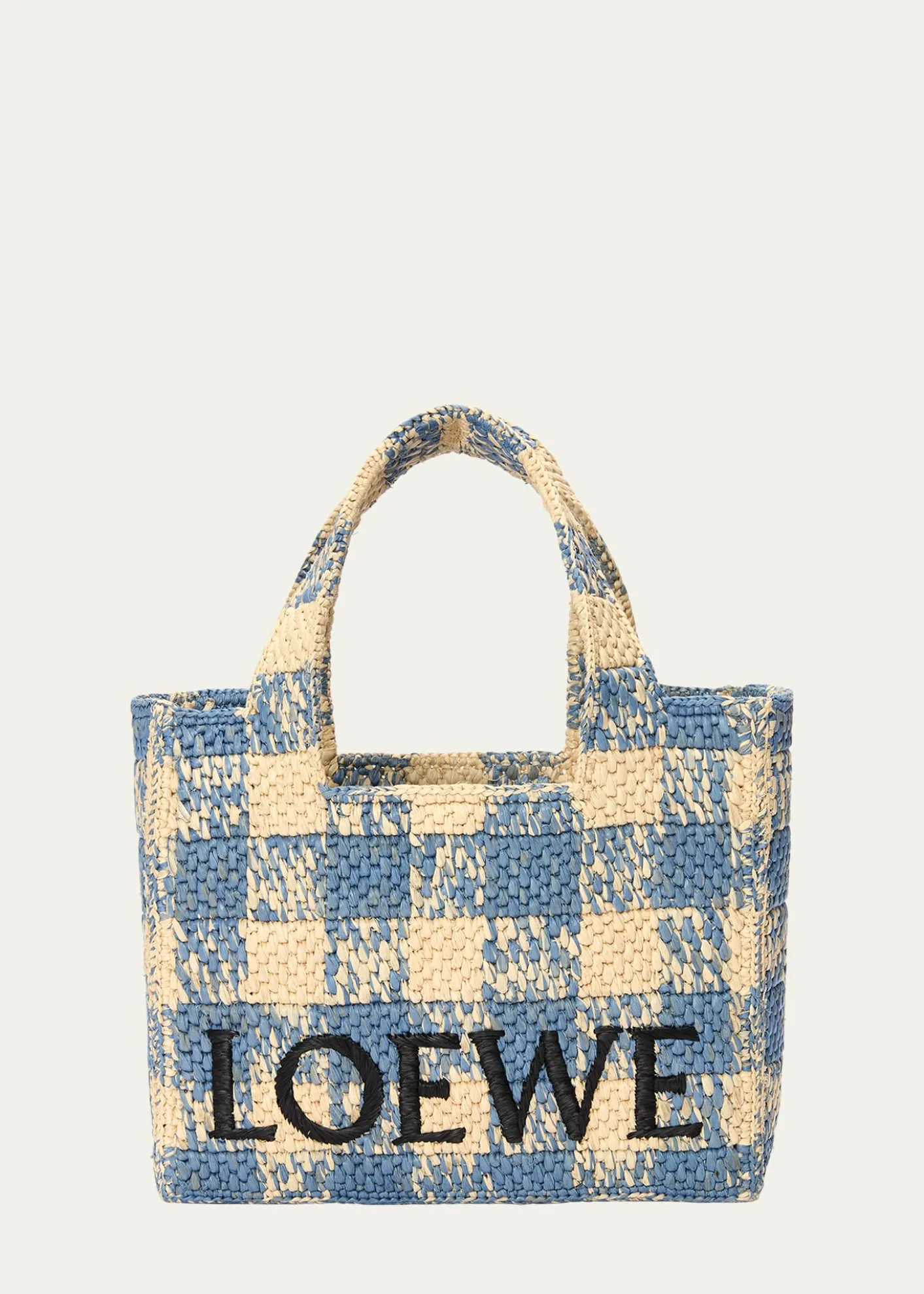 LoeweMedium Logo Tote Bag in Gingham Raffia
