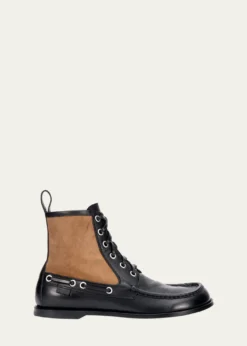 LoeweMen's Campo Leather and Suede Lace-Up Boots