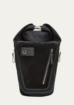 LoeweMen's Flex Roll-Top Canvas & Suede Backpack