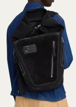 LoeweMen's Flex Roll-Top Canvas & Suede Backpack