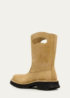 LoeweMen's Bobby Leather Calf-High Boots with Cut-Out Handles