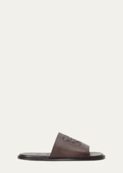 LoeweMen's Flex Anagram Soft Calfskin Slide Sandals