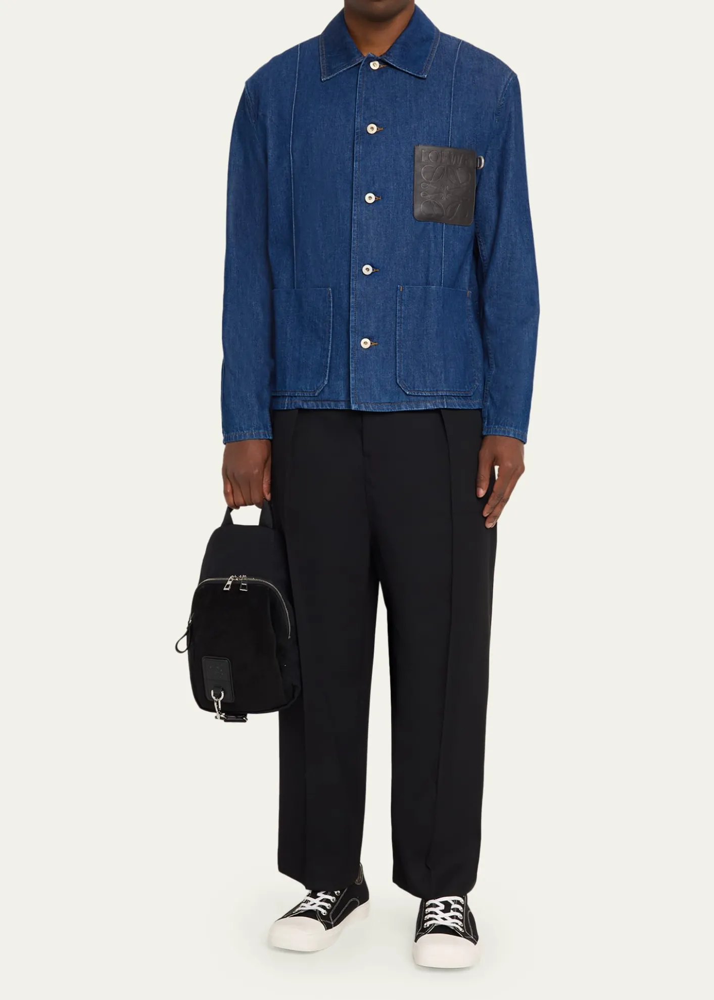 LoeweMen's Flex Canvas and Suede Sling Bag